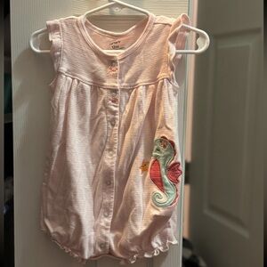 Carter's Light Pink Romper with Seahorse Appliqué